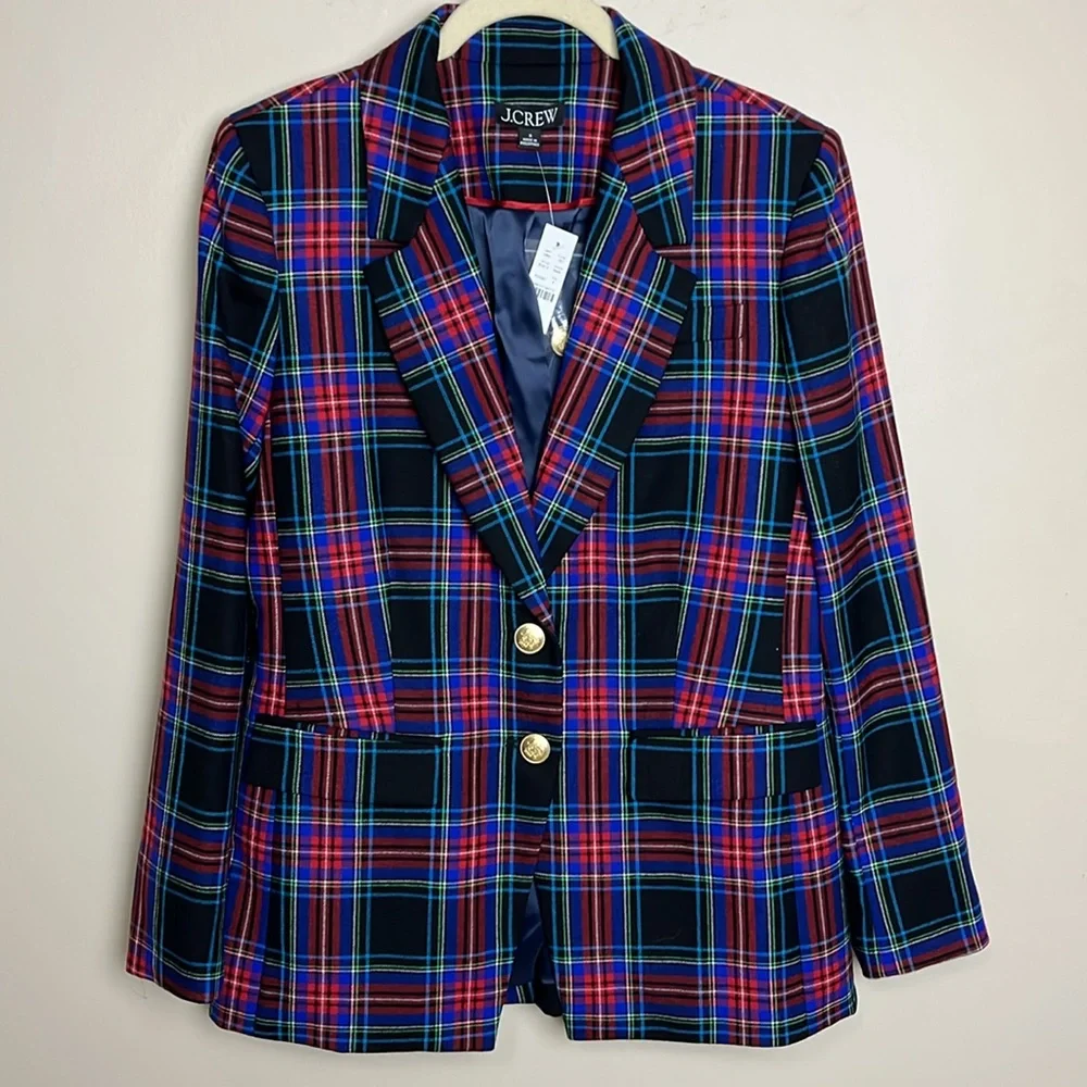J. Crew Nipped-in Blazer In Stewart Tartan Sz 8